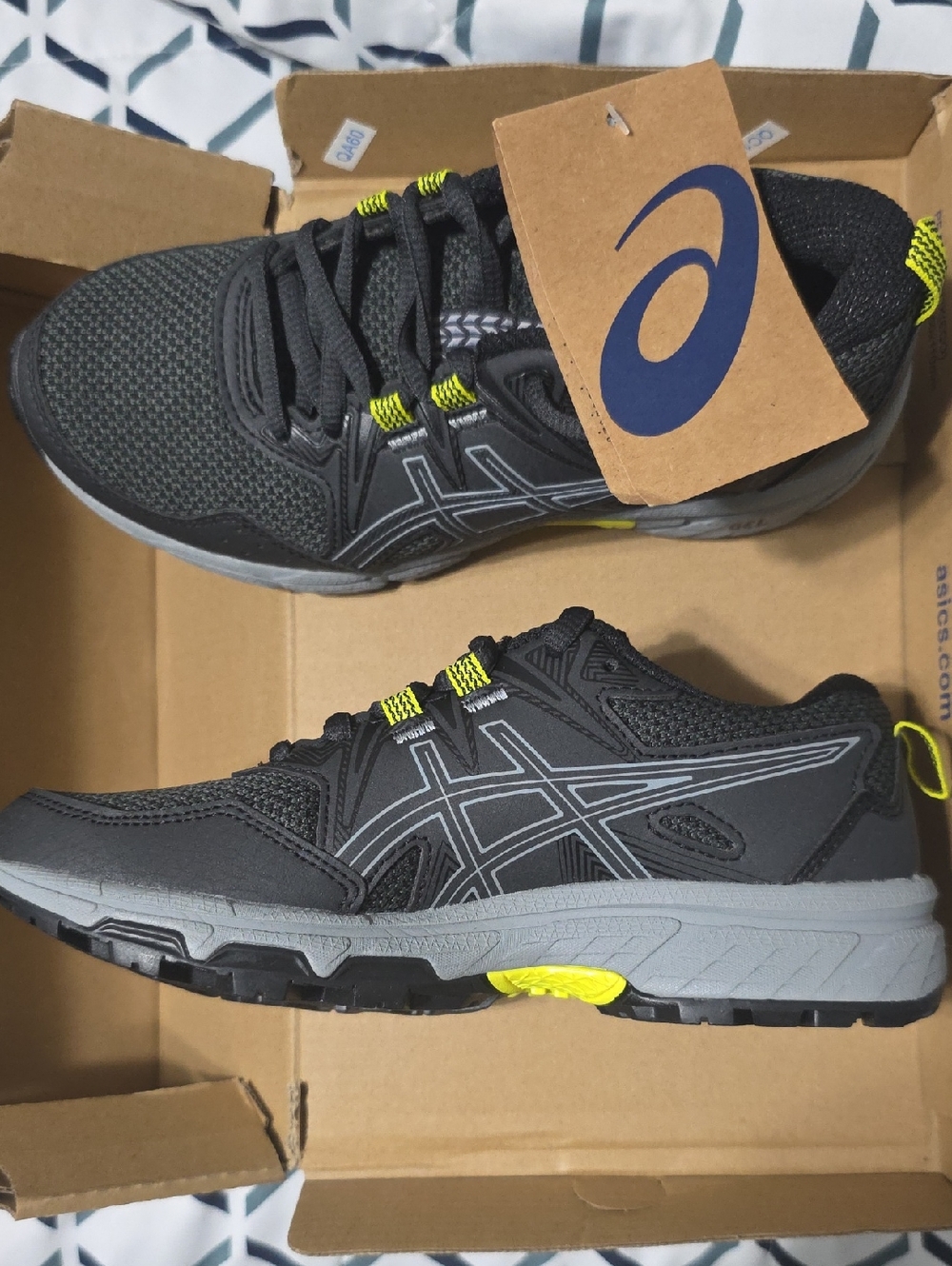 ASICS Gray & Neon Yellow Gel-Venture 8 GS Running Shoes